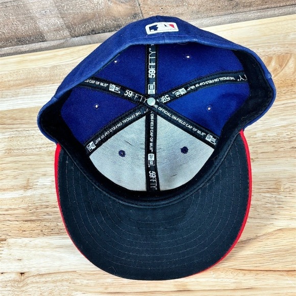 New Era 59FIFTY Cleveland Indians Fitted Cap Hat Blue Size 7 3/8 - Picture 4 of 5